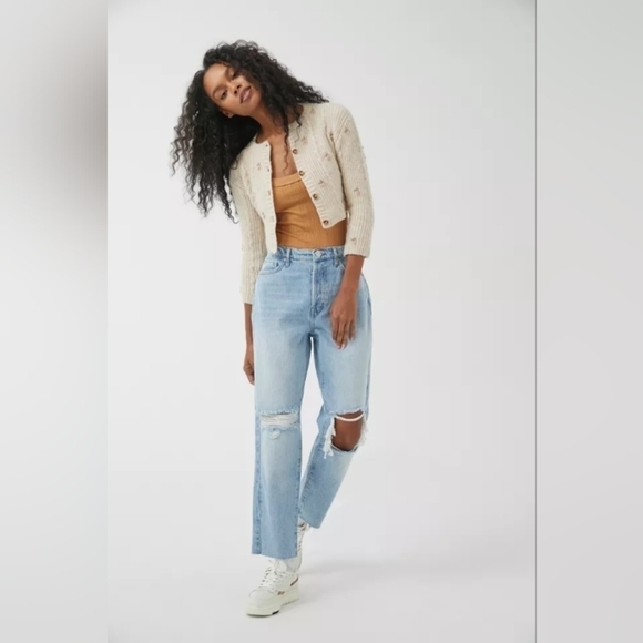 NWT Urban outfitters BDG High-Waisted Slim Straight Jean Ripped Light Wash sz 30 - Picture 1 of 10